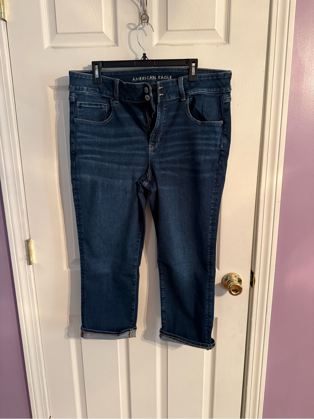 American Eagle Outfitters Dark Indigo Cropped Jeans